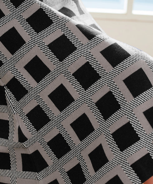 リボンベルト付きチェック柄ニットワンピース